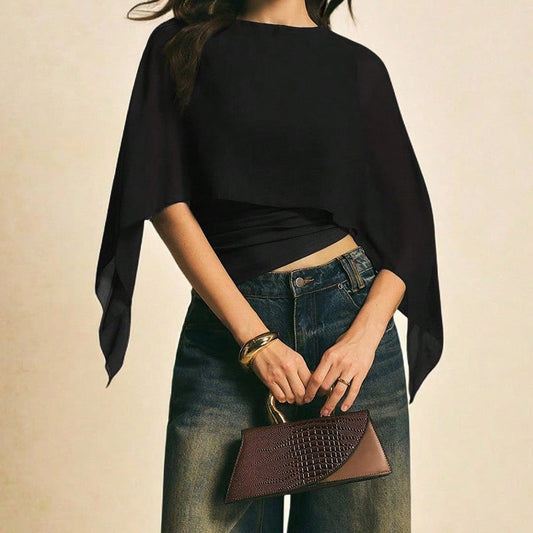 ✨New Arrival❣️Women's Elegant Chiffon Cape Sleeve Top