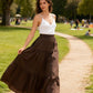 🎀Petite Power✨40% OFF！🔥Women's Casual Tiered A-Line Maxi Skirt with Drawstring Waist