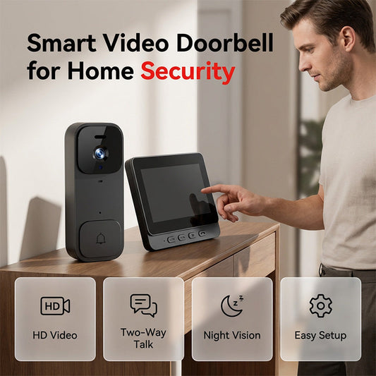 🥳2026 HOT SALE🥳💞50K+ SOLD!📹🚪 50% OFF! Smart Video Doorbell with 4.3″ Display – See & talk to visitors, no need to open the door. Infrared night vision. Stay safe! 🛡️✨