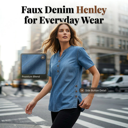 😍New arrival 40% OFF💙Women's Breathable Casual Denim Look Top