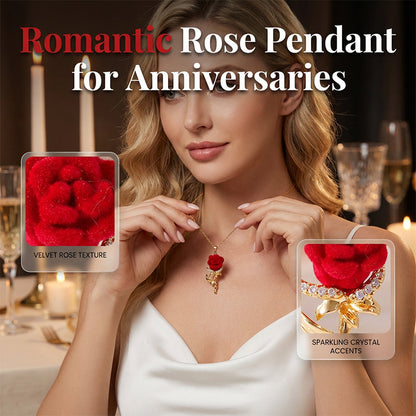 🌹Elegant Red Rose Pendant Necklace