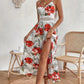 🎈 New arrival 40% OFF🌿👗Women’s Floral Print High Slit Spaghetti Strap Flowy Dress