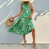 👗New arrival 40% OFF🌸Women's Sleeveless Abstract Print Tiered Midi Dress