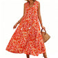👗New arrival 40% OFF🌸Women's Sleeveless Abstract Print Tiered Midi Dress