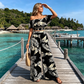 Sun, Style & Confidence ☀️ Women's Tropical Leaf Print Off-Shoulder Two-Piece Set