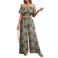 Sun, Style & Confidence ☀️ Women's Tropical Leaf Print Off-Shoulder Two-Piece Set