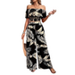 Sun, Style & Confidence ☀️ Women's Tropical Leaf Print Off-Shoulder Two-Piece Set