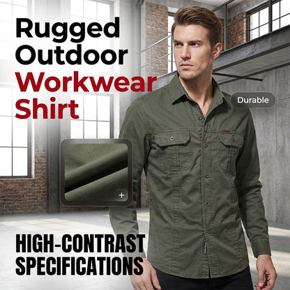 ⏰🔥LIMITED TIME 40% OFF! 👔 Men’s Long Sleeve Cotton Workwear Shirt – Durable, Comfortable & Perfect for Everyday Work ✨💪