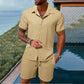 ☀️ Effortless Summer Set 🌴Men's Loose Short Sleeve Shirt & Shorts 2-Piece Set