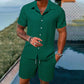 ☀️ Effortless Summer Set 🌴Men's Loose Short Sleeve Shirt & Shorts 2-Piece Set