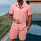 ☀️ Effortless Summer Set 🌴Men's Loose Short Sleeve Shirt & Shorts 2-Piece Set