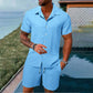 ☀️ Effortless Summer Set 🌴Men's Loose Short Sleeve Shirt & Shorts 2-Piece Set