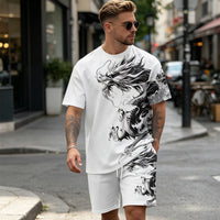 🌊 9 Super Cool Sets💥Men's Graphic Print T-Shirt & Shorts Set
