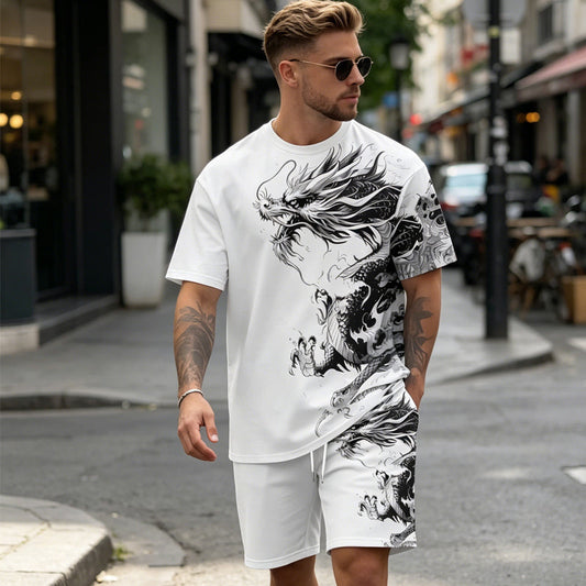 🌊 9 Super Cool Sets💥Men's Graphic Print T-Shirt & Shorts Set