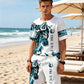 🌊 9 Super Cool Sets💥Men's Graphic Print T-Shirt & Shorts Set