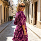 👗 40% OFF! ✨ Tiered Midi Dress – Floral Pattern, Split Sleeves, Flowy, Elegant 🌸