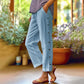 👖 50% OFF NOW! 🧵 Casual Solid-Color Loose-Fit Cropped Pants with Side Buttons – Lightweight & breathable – Perfect for summer, beach or relaxed office days – comfortable and stylish 🌸✨