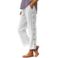 👖 50% OFF NOW! 🧵 Casual Solid-Color Loose-Fit Cropped Pants with Side Buttons – Lightweight & breathable – Perfect for summer, beach or relaxed office days – comfortable and stylish 🌸✨