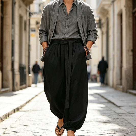 🩳Loose Comfort, Bold Edge 🖤Men's Casual Harem Pants with Elastic Ankles