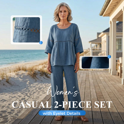📢📢40% OFF !! ⏰Women's Casual 2-Piece Set with Eyelet Details