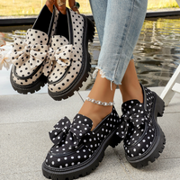 🎀👞Playful Chic, Bold Steps ✨Women's Polka Dot Bow Platform Loafers