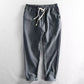 👖 50% OFF NOW! 🌿 Men's Linen Pants – Striped & Cropped – Elastic Waist & Drawstring – Breathable Summer Trousers 🏖️