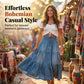 💙👗Denim Dreams, Effortless Chic 🌿Women's High Waisted Tiered A-Line Denim Maxi Skirt