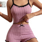 🌙Special Price Only ￡10.99!!🌸Ribbed Knit Cami & Shorts Pajama Set