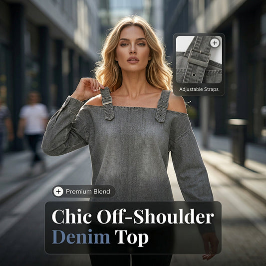 💙Denim Days, Effortless Style✨Women's Fashion Wide Strap Denim Top