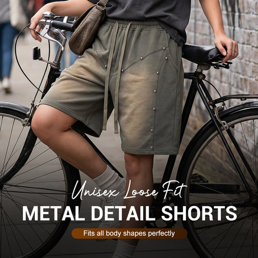 🩳Street Ready, Chill Fit ✨🖤Unisex Loose Fit Metal Detail Shorts