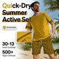 👕 40% OFF! 💛 Men's yellow graphic print short-sleeve workout set – Comfortable, sporty, and perfect for workouts and leisure – Pilling-resistant & breathable cotton 🔥