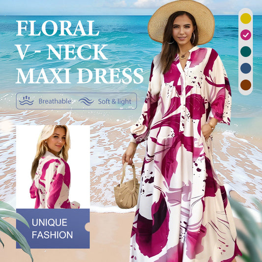🌺New arrival 40% OFF👗Women’s Floral V-Neck Maxi Dress