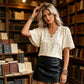 🌸40% OFF！🦋Women's Jacquard V-Neck Butterfly Sleeve Top
