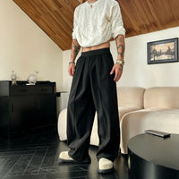 ✨Wide-Leg Freedom 🌬️Men's Pleated Wide-Leg Trousers with Elastic Waist