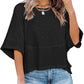 ☀️2026 HOT SALE 40% OFF💃🌸Women's Solid Color Splicing Loose Five Points Flare Sleeve T-Shirt