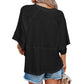 ☀️2026 HOT SALE 40% OFF💃🌸Women's Solid Color Splicing Loose Five Points Flare Sleeve T-Shirt