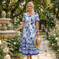 🌷 Soft Floral Summer Dress 🌿💕Women's Floral Print Square Neck Midi Dress