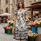 🌷 Soft Floral Summer Dress 🌿💕Women's Floral Print Square Neck Midi Dress