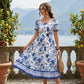 🌷 Soft Floral Summer Dress 🌿💕Women's Floral Print Square Neck Midi Dress