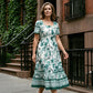 🌷 Soft Floral Summer Dress 🌿💕Women's Floral Print Square Neck Midi Dress