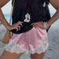 🩳 50% OFF NOW! ✨ Satin Lace Trim Shorts – Effortless Summer Chic – Soft, breathable & perfect for lounging or beach-to-bar looks 🌿