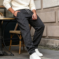 👖✨Big Fit, Sharp Style 🖤Men's Plus Size Plaid Drawstring Trousers