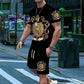 👕 50% OFF NOW! 👑 Men's Gold Crest Print T-Shirt & Shorts Set – Stylish, breathable & perfect for casual summer days or sporty looks 🩳