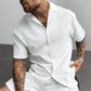 🏖️ 40% OFF! ✨ Men's Textured Short Sleeve Camp Collar Shirt – Crinkle, Breathable, No-Iron 🌞