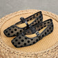 Polka Dot Mesh Mary Jane Flats