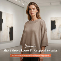 🌸 Effortless Cropped Sweater ✨Women's Short Sleeve Loose-Fit Cropped Sweater