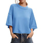 🌸 Effortless Cropped Sweater ✨Women's Short Sleeve Loose-Fit Cropped Sweater