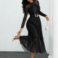 👗 50% OFF! ✨ Polka Dot Midi Dress – Tie-Neck, A-Line, Elegant ✨