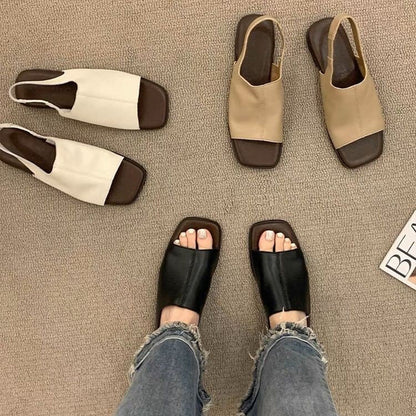 👡Summer Hot Sale✨Women's Retro Square Toe Slingback Sandals