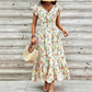 📢📢50% OFF !! ⏰Women's Floral V-Neck Smocked Waist Dress